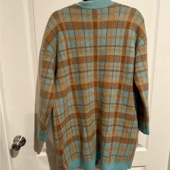 Talbots Brown and Blue wool blend cardigan - Picture 4 of 5